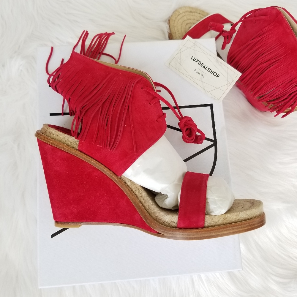 PAUL ANDREW Shantou Red Fringe Sandals